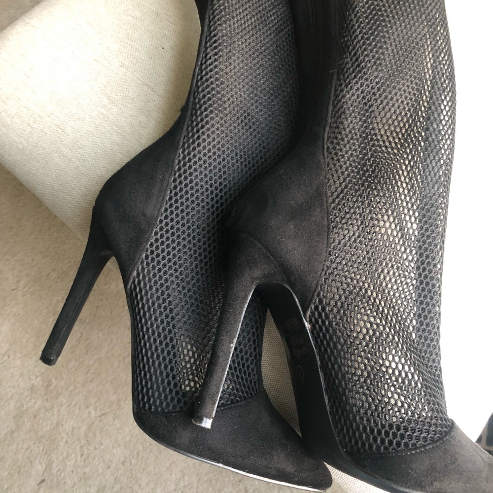 Mesh and suede high heels boots
